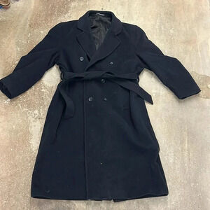 Cashmere blend wool double breasted navy blu  men coat